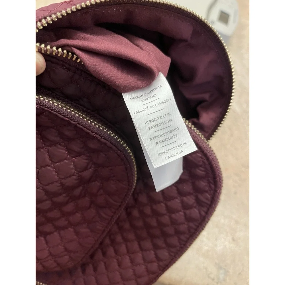 CYNTHIA ROWLEY Mini Backpack Burgundy Quilted NWOT Adjustable Straps 3 Zip UPS